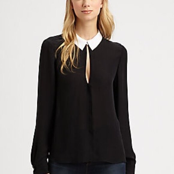 NWT A.L.C. 100% Silk Henry Blouse in Pale Pink Sz XS - Picture 2 of 8